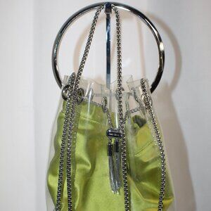Jimmy Choo Bon Bon Chain-Tassel Drawstring PVC Mini Handbag w/ Metal Handle